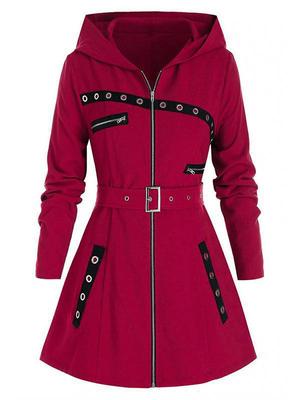 Chaqueta de Temperamento con Capucha de Manga Larga para Mujer para Otoño e Invierno
