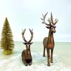 2 Packs Copper Animal Reindeer Figurines Resin Art Deco Decor for Home Sitting & Standing Elk Statues