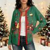 Women's Long Sleeve Christmas Print Cardigan, Open Front Knit Sweater for Holiday Wear