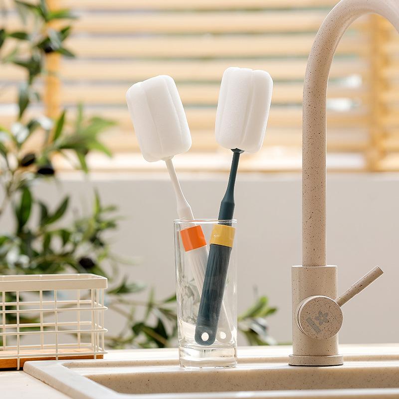 Schwammbürsten mit verstellbarem langem Griff, geeignet zum Reinigen von Babyflaschen und Küchenutensilien
