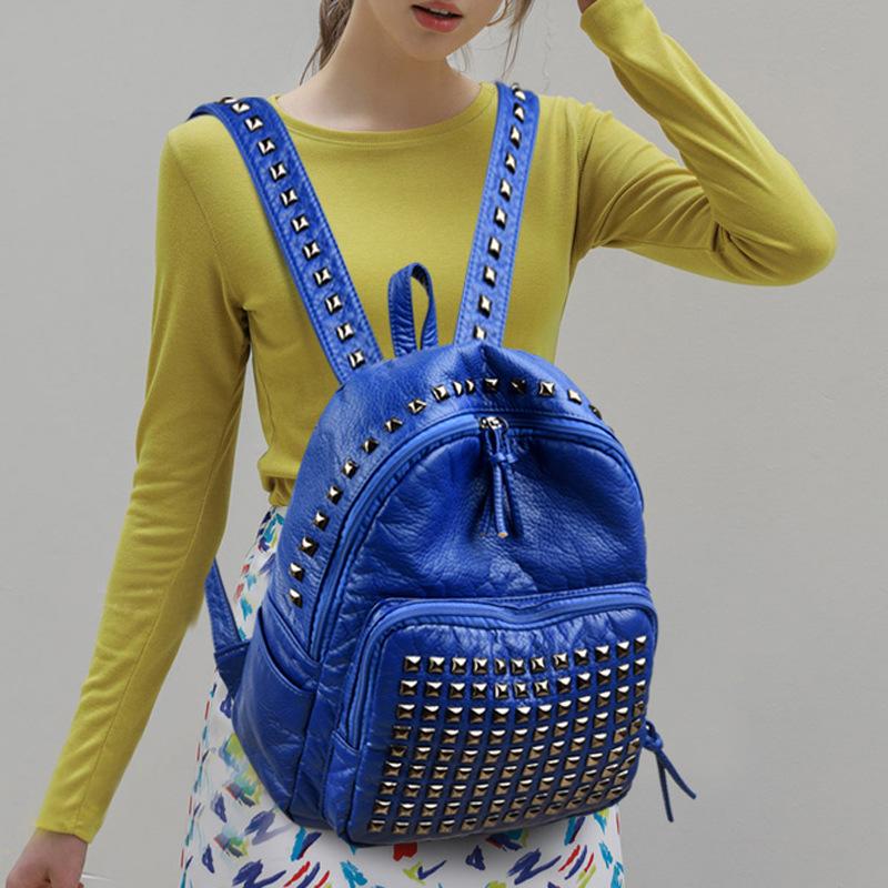 Nový počítačový batoh na cesty, Trendy batoh s velkou kapacitou, Punkový batoh s nýty