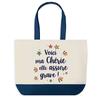 Shopping Bag - PLANETEE - Blue Bottom Shopping Bag - Message "Darling She's Awesome" - Cotton 40x45 Cm - Made In France