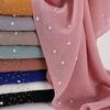 Pearl Chiffon Scarf With Ceramic Diamond Long Shawl For Women