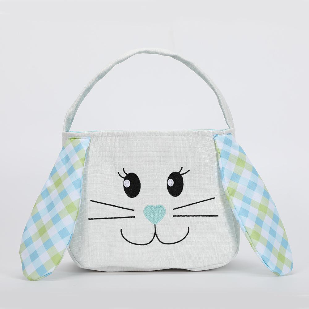 Easter Bunny Ears Handheld Basket - Plush Fabric for Eggs & Decor
