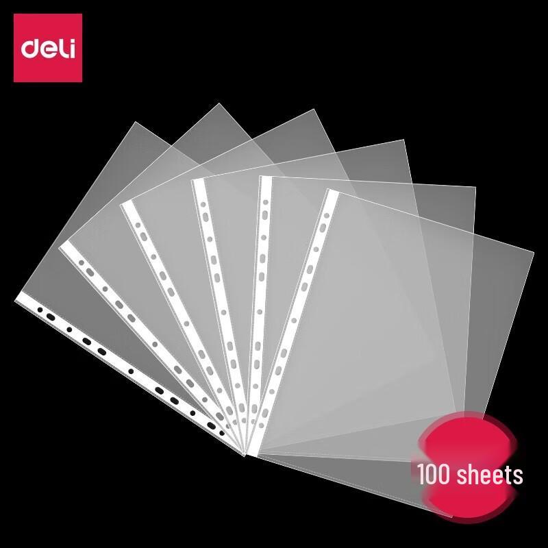Deli A4 11-Hole Transparent File Pockets