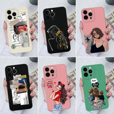 For Apple iPhone 14 13 12 11 8 7 6 Pro Max Mini X XS XR SE Phone Cases Sweet Girls Soft Silicone Matte Couple Bumpers Cover For iPhone Coque Fundas