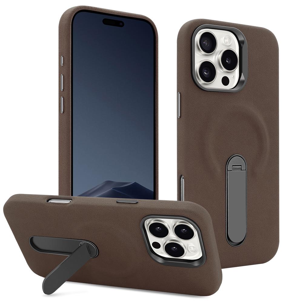 Faux Suede Magnetic Phone Case for iPhone 17 pro with 360° Rotatable Metal Holder Compatible with iPhone 17/16/15 Pro Max iPhone Air