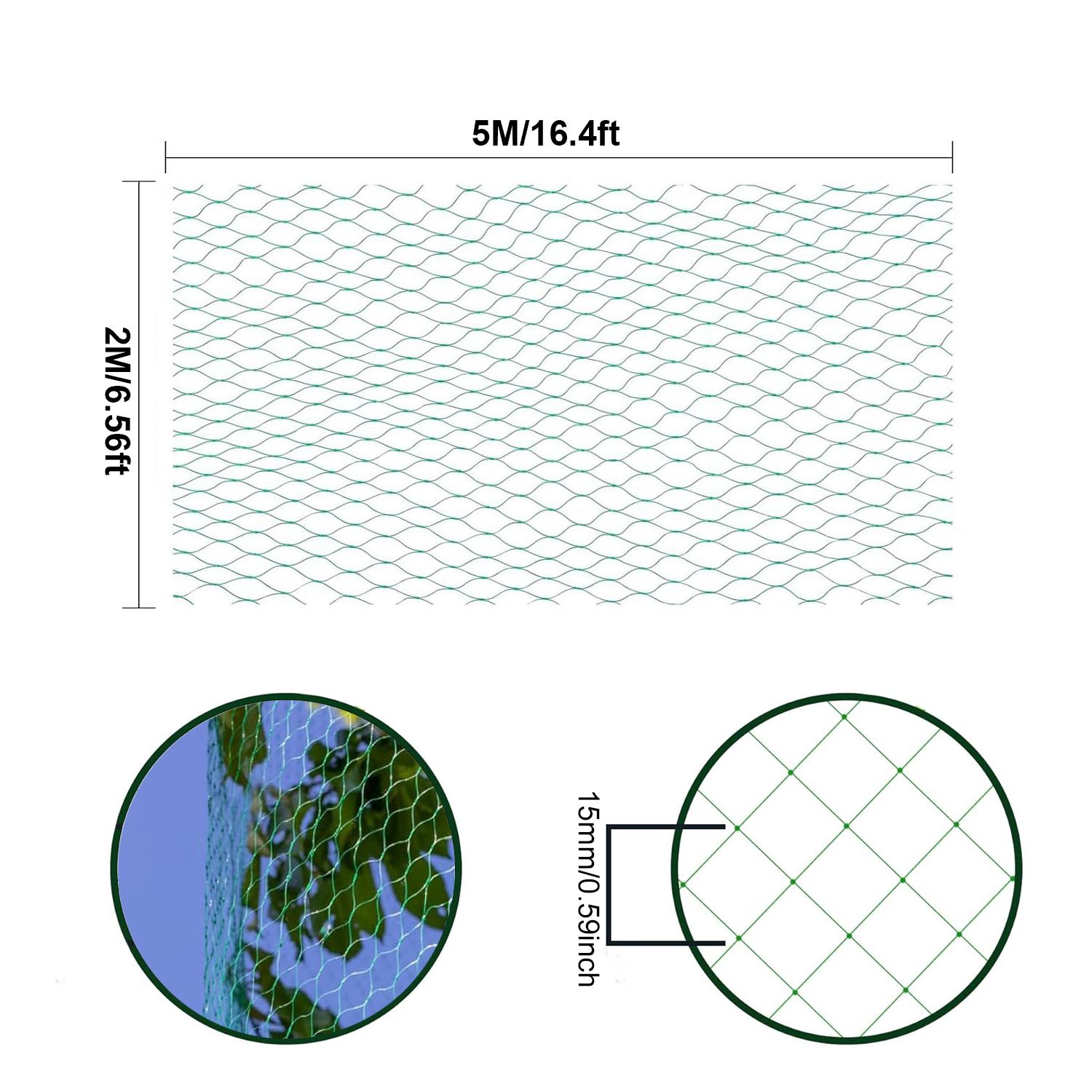 Green/black bird netting polyethylene extruded netting black thickened net aquaculture net greenhouse net orchard net Green 2Mx5M||Green/2Mx5M