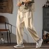Men Cotton Linen Pants Summer Straight Casual Ice Silk Sweatpants Male Wide Leg Oversize Linen Trousers 2026 New