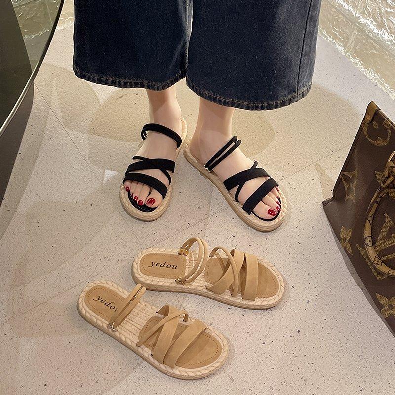 Fashion Big Size Beach Shoes Slippers Flat Slipers Women Slides Fashion Lady Sabot 2025 Soft Luxury Girl Rome Scandals Slippers Casual B