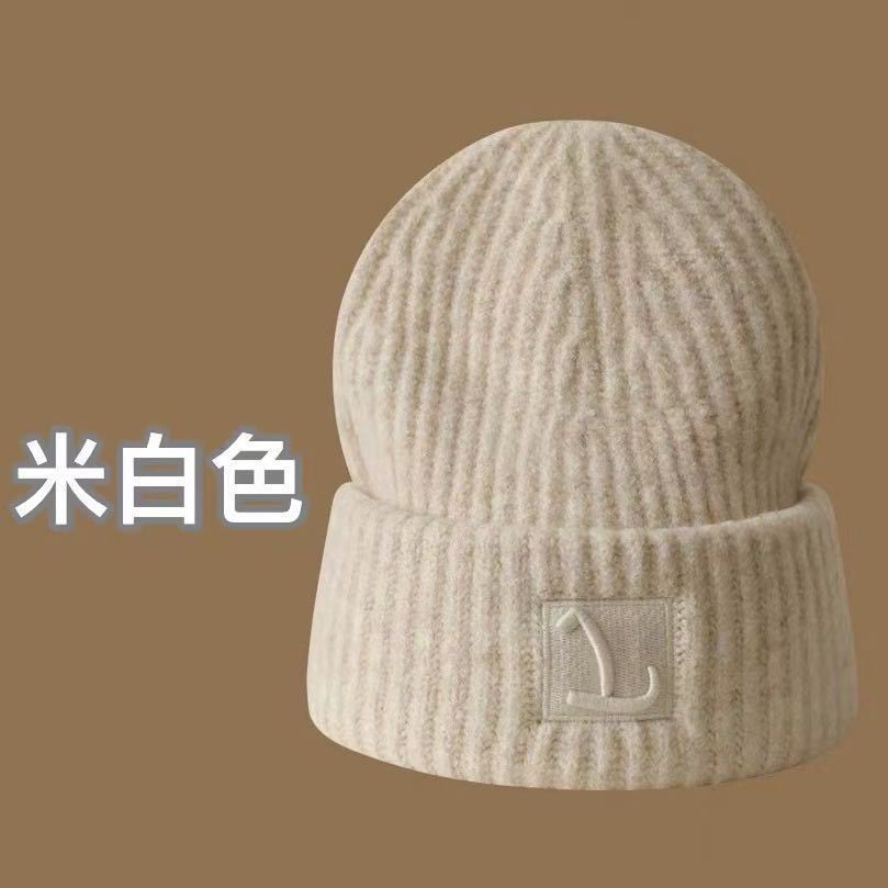 Hat big head wool hat women's season new loose warm pile cold hat big face show face ear protection knitting