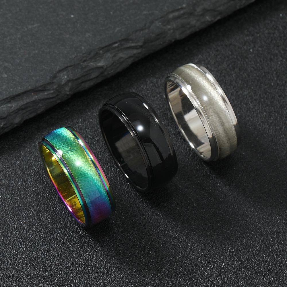 Men's Stainless Steel Sand Cat's Eye Titanium Ring - Creative Color Plated Design