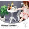 Mini Dollhouse Yan Sehpa Yuvarlak Yan Sehpa Model Ölçek 1/12 Ahşap Mini Ev Mobilyası Çocuk Odası Sahne Dekorasyonu İçin Rol Yapma Oyuncağı