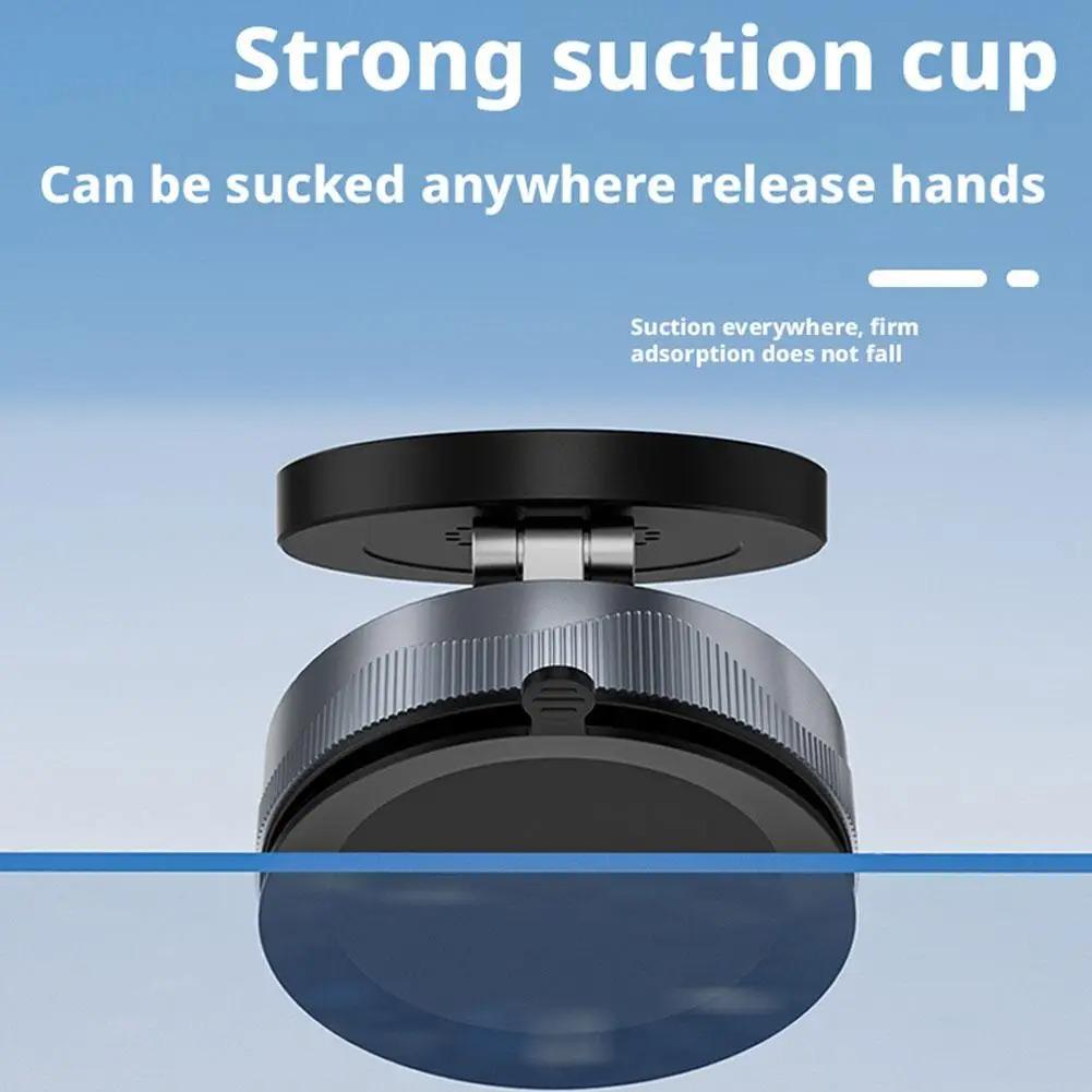 Car Phone Portable Foldable Magnetic Phone Stand 360 Degree Wireless Charging RGB Ambient Light Suction Cup Desktop Phone Holder