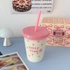 470/700ml Kawaii Water Bottle Coffee Cups Tumbler With Straw Cute Plastic Cold Cups With Lids For Juice Milk Tea Drinking Bottle