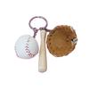 Baseball Keychain Pendant Zinc-Iron Alloy Wood Faux Leather Baseball Bat Cap Team Gift Baseball Fan Accessory