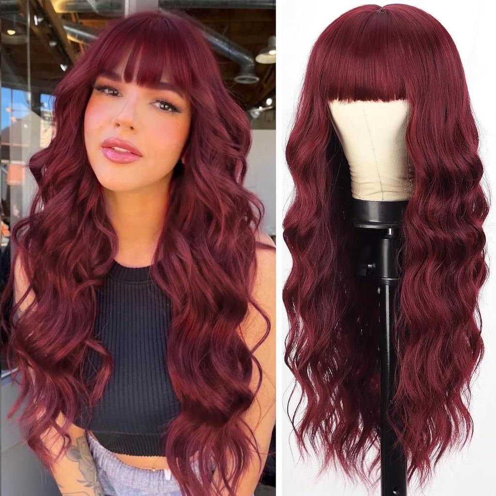 Wig Qi Bangs Light Gold Corn Hot Water Ripple Long Curly Hair Chemical Fiber Headgear European and American Wig