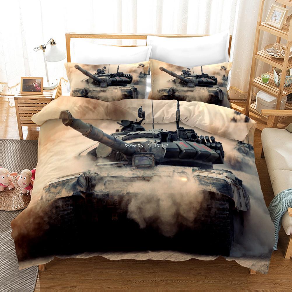 Deluxe Modern Tank Race Bedding Set - Single/Double/King/Queen Size Down Quilt Cover & Pillowcase, Home Textile