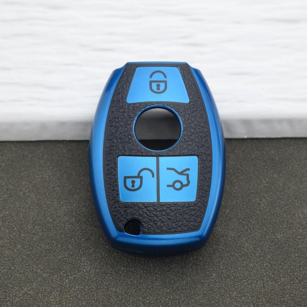 Soft Tpu Leather Remote Key Cover For Mercedes Benz A/B/G/R Class Gla Glk Fit For W176 W204 W251 W463 Key Ring Keychain Set