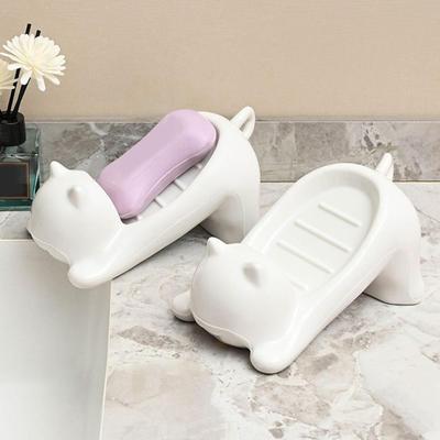 Creative Cat-Themed Soap Dish Holder with Non-Slip Base and Drainage Design