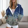 Womens Floral Print Hooded Zip-Up Sweatshirt Casual Oversized Long Sleeve Top Fall 2025