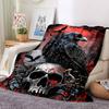 1pc Raven Skull Artwork Blanket, Lightweight Flannel Throw For Sofa, Bed, Travel, Camping, Livingroom, Office, Couch, Chair, And Bed,