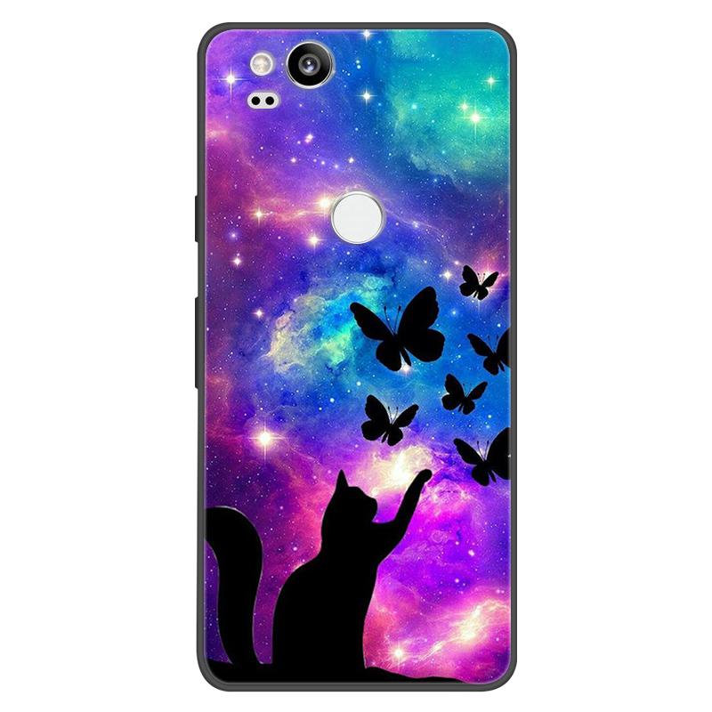 For Google Pixel 2 Case Soft Black Silicone Bumper Butterfly Phone Cover for Googe Pixel2 2XL Pixel2XL 2 Cases Fundas Coque