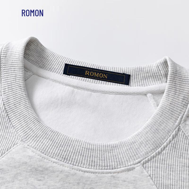 ROMON Men's Solid Round Neck Cotton Blend Long-Sleeve T-Shirt