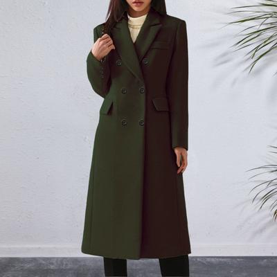 Yousheng Double Breasted Trench Coat for Women Winter Notched Lapel Long Wool Blend Pea Coat Office Work Overcoat