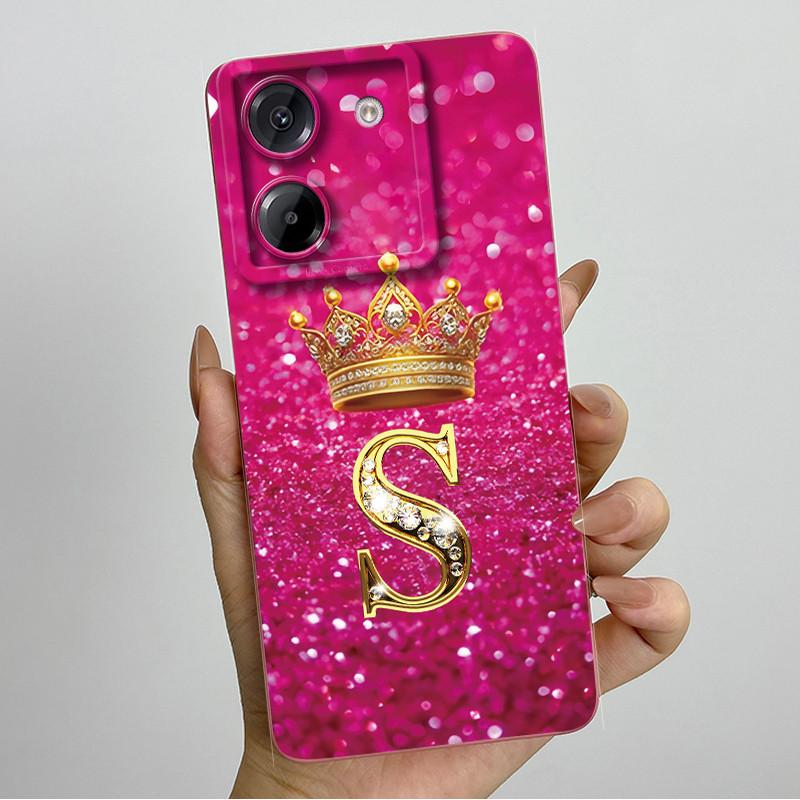 For Xiaomi Poco M7 Pro 5G Case Crown Letters Antifouling Non-slip Luxury Cover Couple For xiaomi poco m7pro PocoM7Pro Soft Funda