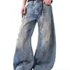 JYL Unisex Bootcut Jeans American Cleanfit Sickle Ripped Vibe Dirty Wide-Leg Denim Pants