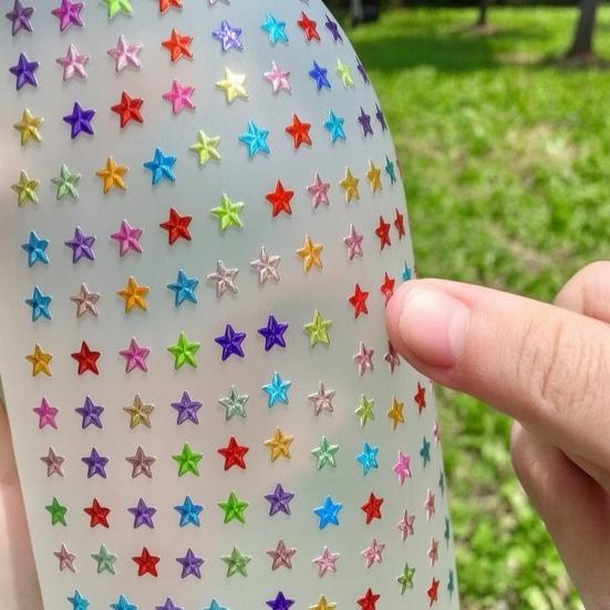 Colorful Star Rhinestone Face Stickers Dopamine Makeup Gems for Music Festival Self-Adhesive Body Jewels for Cheek Decoration