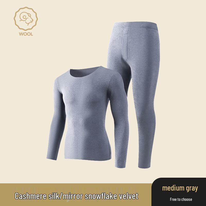 Ropa interior térmica de cachemira y seda alemana: Conjunto Unisex sin Costuras de Cuello Redondo para Otoño e Invierno