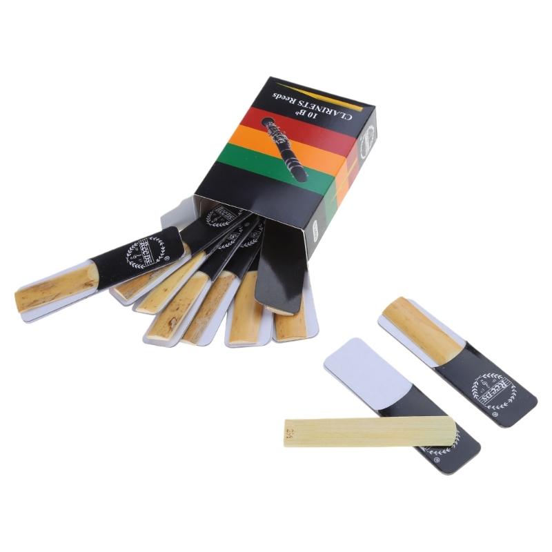 10pcs Clarinet Reeds Set Bb Tone Strength 1.5/2.0/2.5/3.0/3.5/4.0 Wind Instrument Reed Clarinet for Easy of Play