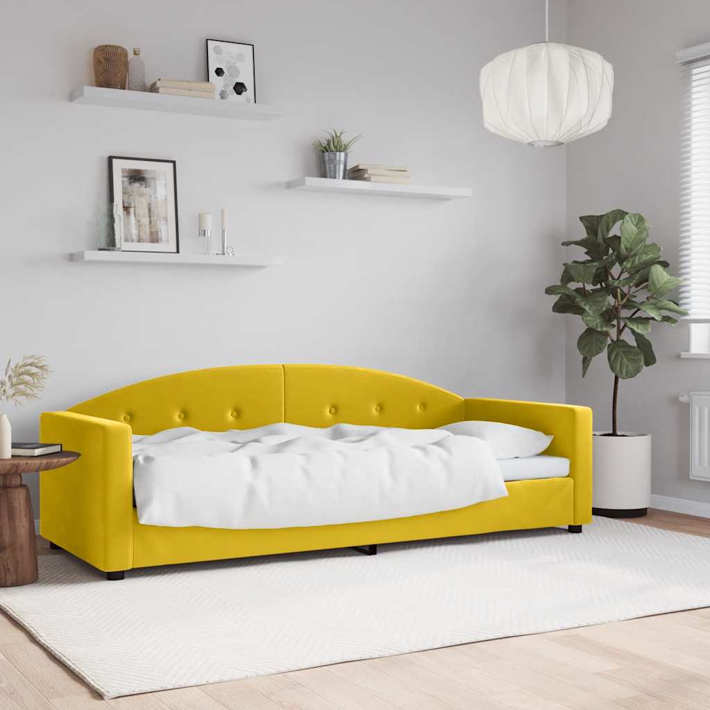 Vidaxl Sofa Z Funkcją Spania, Żółta, 80X200 Cm, Obita Aksamitem