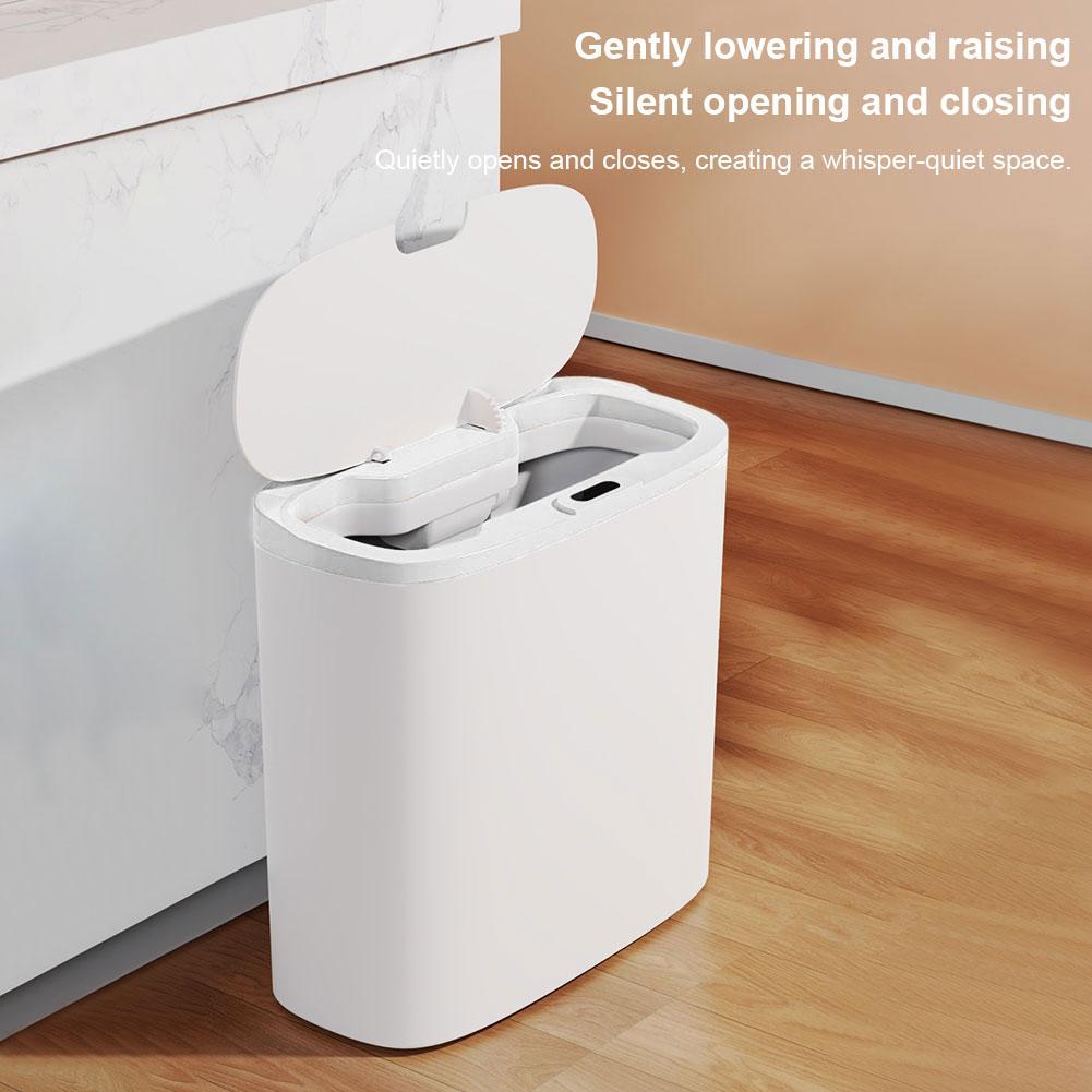 Automatic Sensor Garbage Bucket Large Capacity Narrow Seam Storage Bucket with Lid IPX5 Waterproof Bathrom Accessories