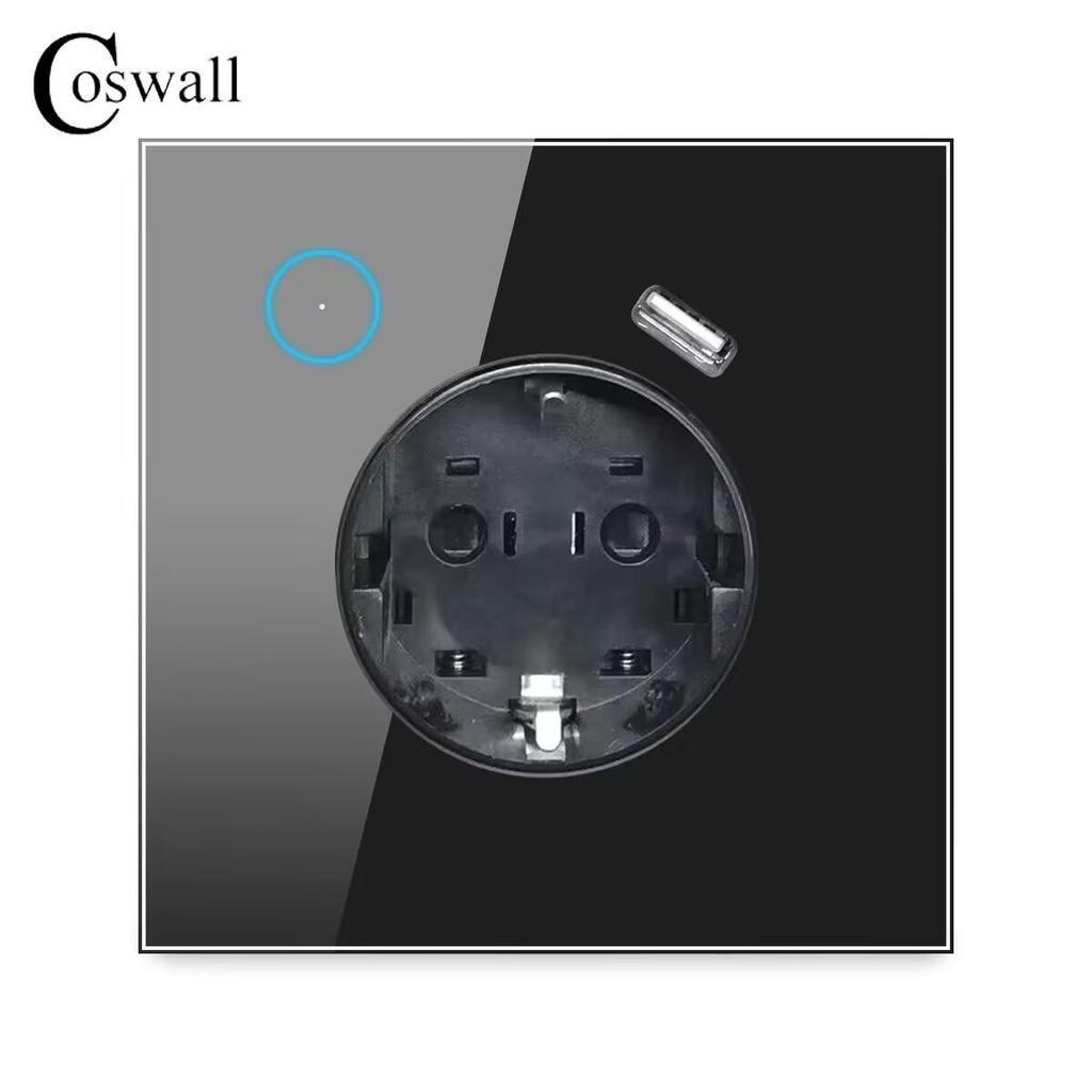 86 Type European WiFi Smart USB Socket with Tempered Glass - Compatible with Google Home & Alexa