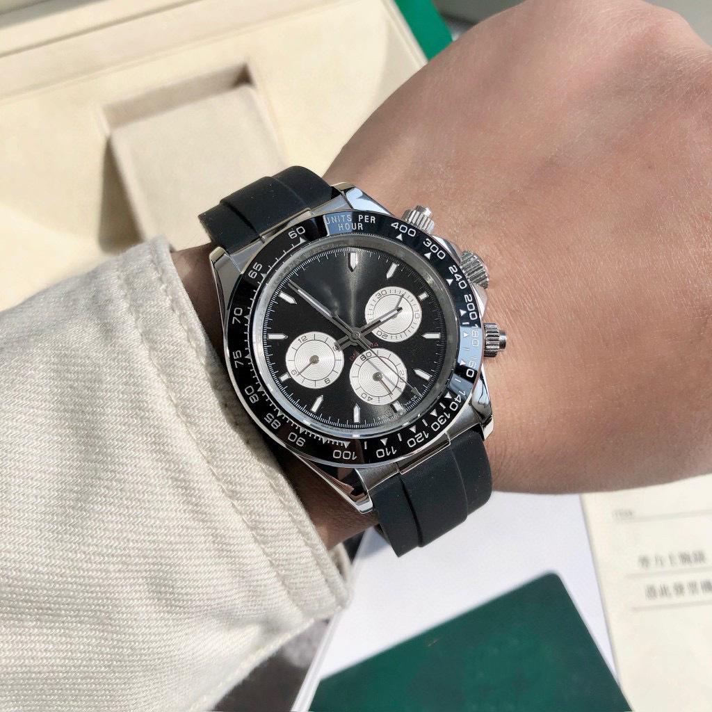 Pánské automatické mechanické chronografové hodinky Lao Jia Di Na Luminous Water Ghost se třemi ciferníky a šesti ručičkami.