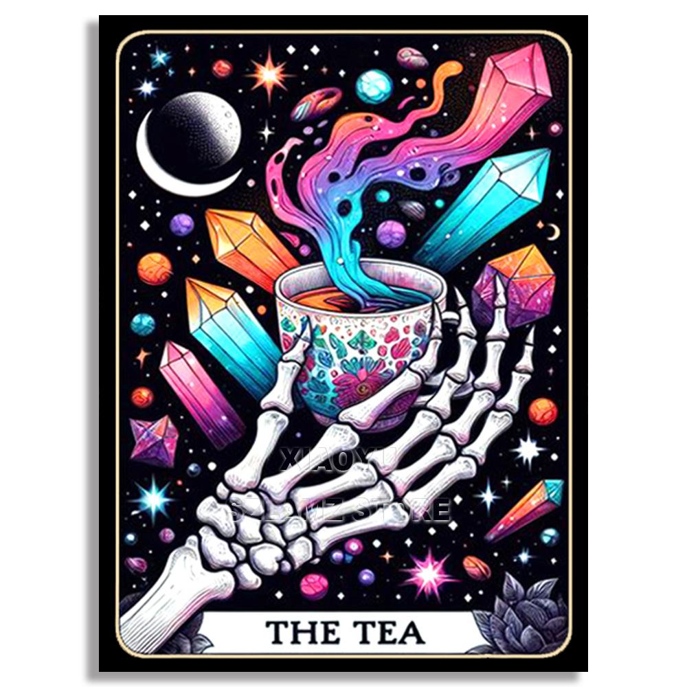 DIY Diamond Embroidery Tarot Card Diamond Painting Cartoon Skeleton Cross Stitch Set Halloween Art Decoration Gift