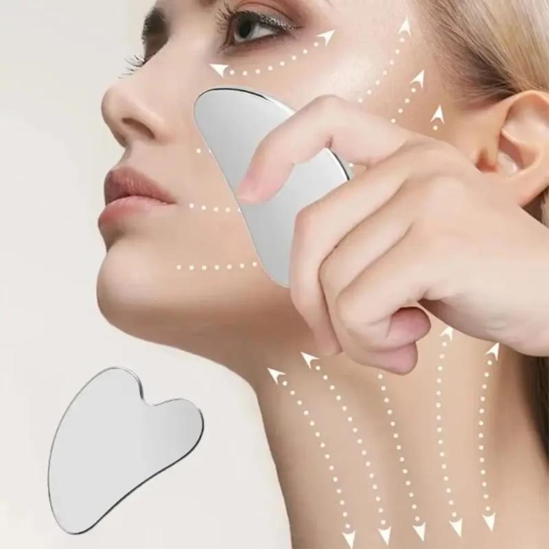 Stainless Steel Gua Sha Scraper Heart Shape Universal Face Massager Tool For Facial Beauty Eye Massage