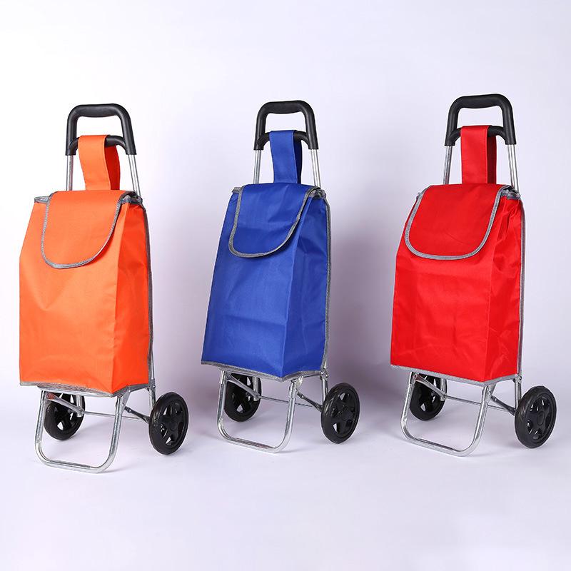 Portable Folding Shopping Cart with Stair-Climbing Wheels and Pull Handle