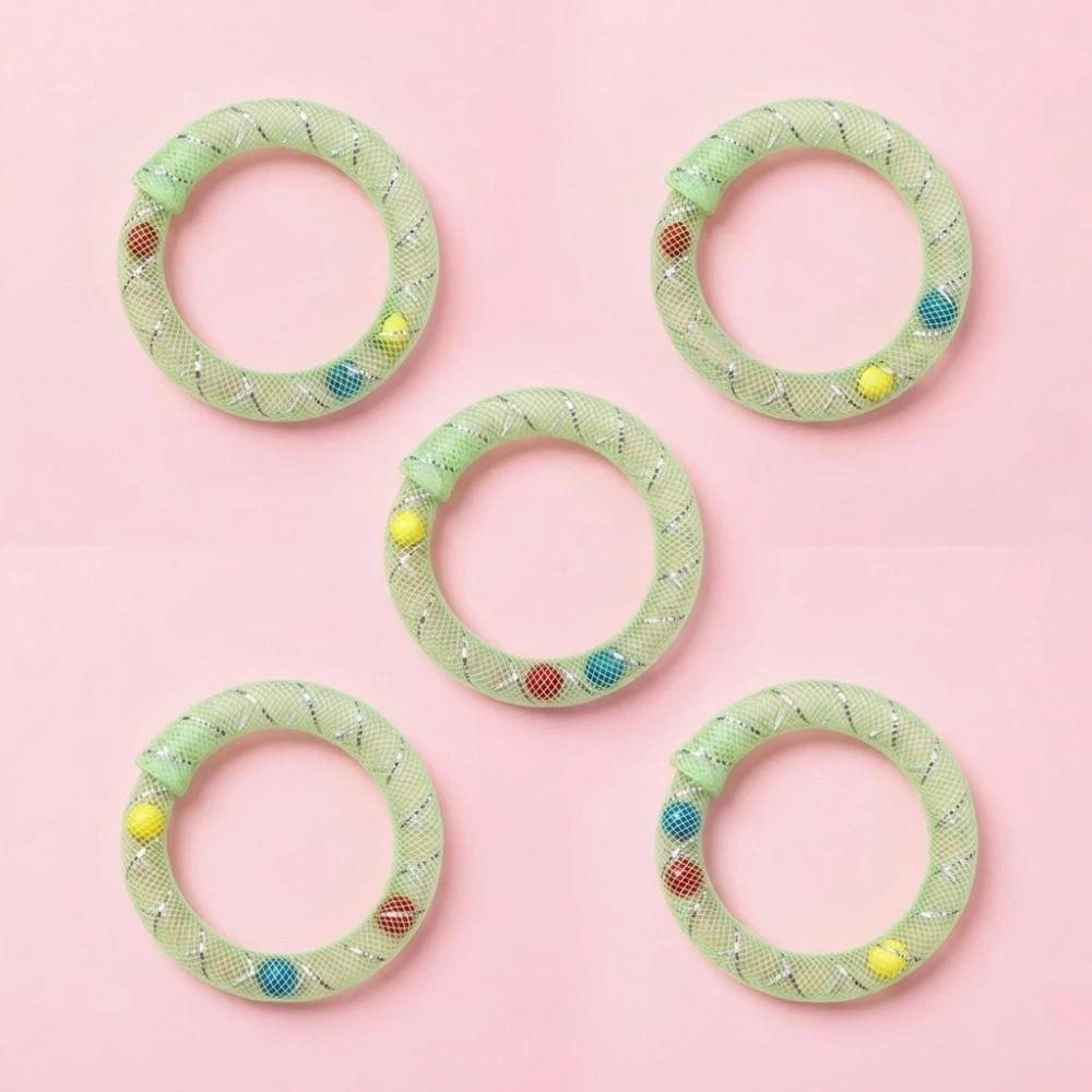 5Pcs Bell Sounds Circle Bell Cat Toy Bouncing Spring Soft Mesh Self Play Cat Toy Bite Resistant Colorful Spring Cat Toy Training зелёный