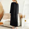Women's Nightgown Long Housecoat V Neck Pajama Dress With Pockets
