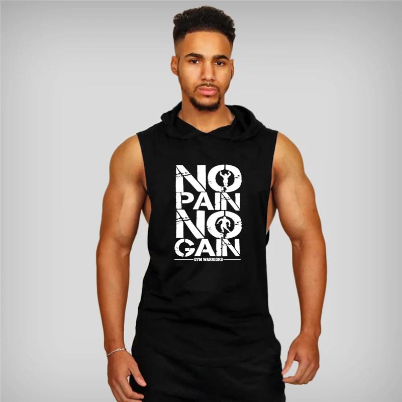 Brand Gyms Clothing Mens Bodybuilding Hooded Tank Top Sleeveless Vest Sweatshirt Fitness Workout Sportswear Tops Male
