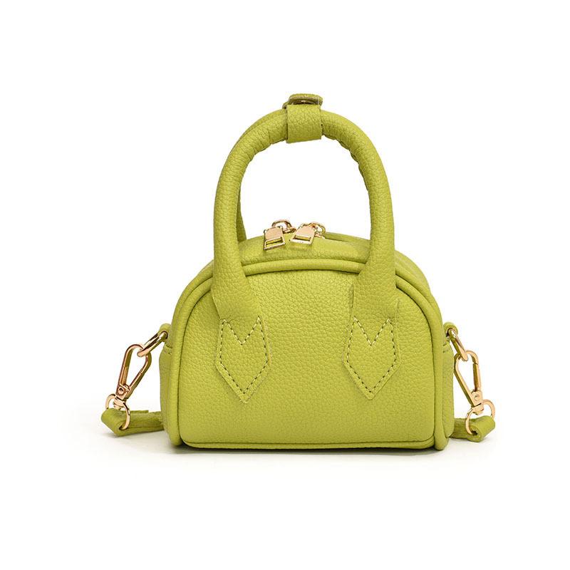 Fashionable Pu Mini Shoulder Bag For Children Elegant Solid Color Handheld Purse