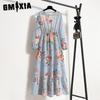 GMXIA Spring Summer Bohemian Women Maxi Dress Casual Long Sleeve High Waist Beach Dress Women Floral Chiffon Dresses Vestidoes Mujer New