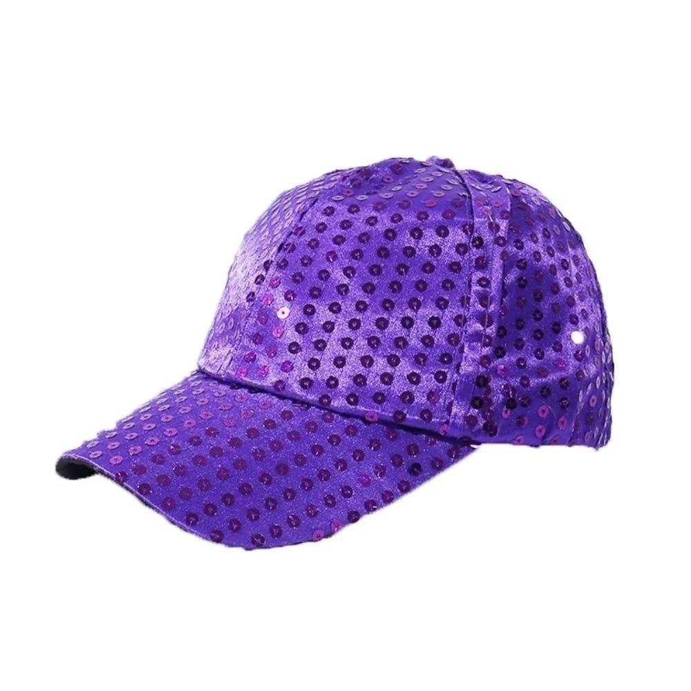 Shiny Sun Cap Brilliant Glitter Peaked Cap Fashion Sequins Baseball Cap Decorated фиолетовый