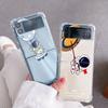 Luksusowe etui na Samsunga Galaxy Z Flip 3 4 5G Funda Z Flip3 Przezroczyste PC Twarde Wstrząsoodporne Tylne Etui na Telefon Uroczy Astronauta Planeta