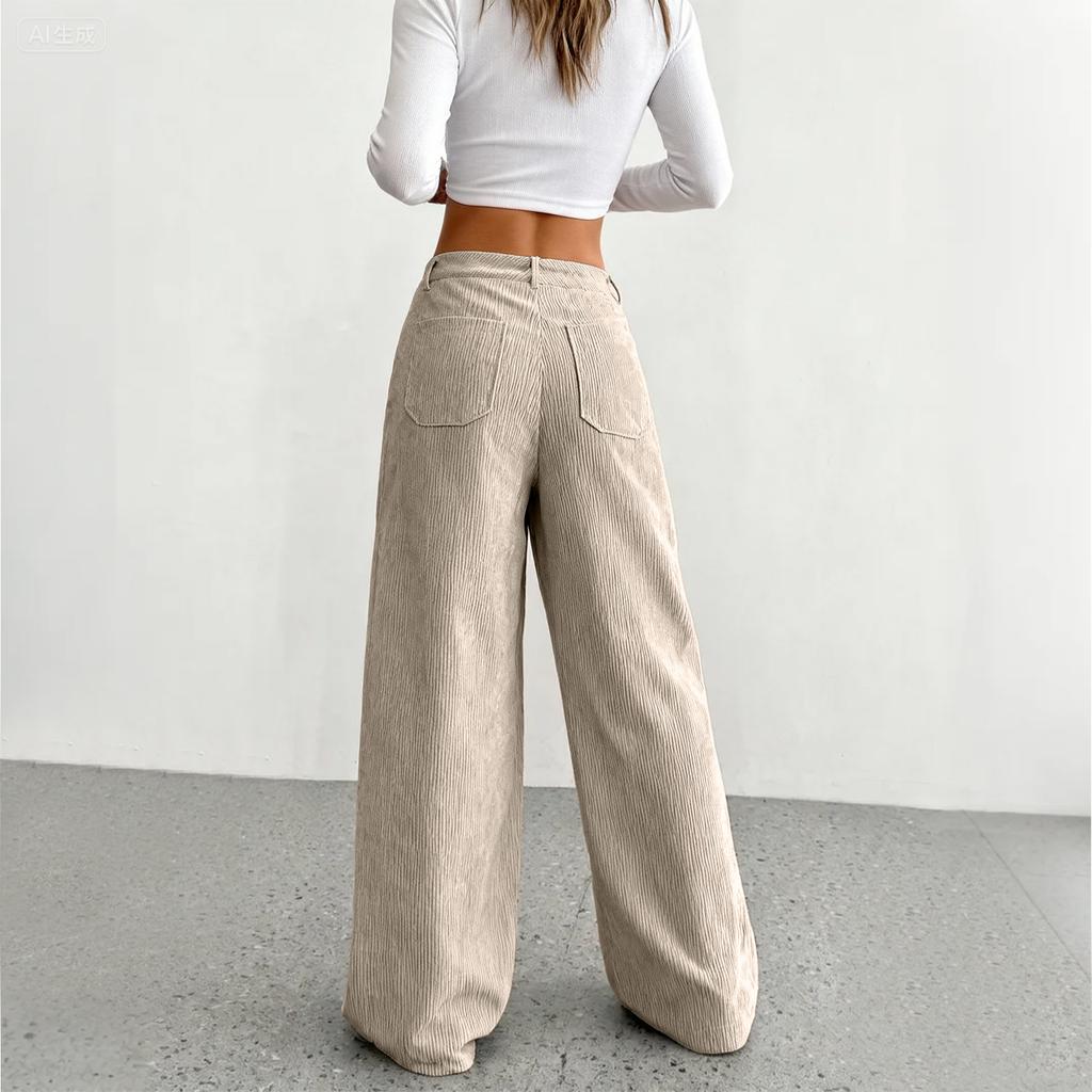 Women's Corduroy Pants, Loose Fit, Casual, Fashionable, Slimming