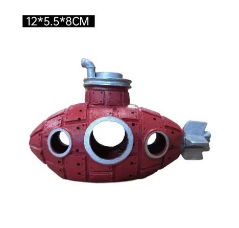 U-Boot-Ornamente aus Kunstharz, Fisch- und Garnelenunterschlupf, Höhle, Landschaftsbau-Zubehör für die Dekoration von Aquarien
